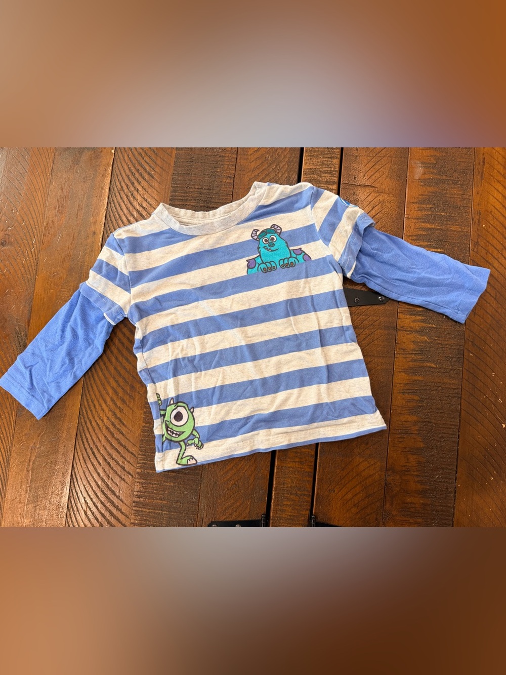 Little Sleepies Blue & White Striped Short-Sleeve Tee with Monsters